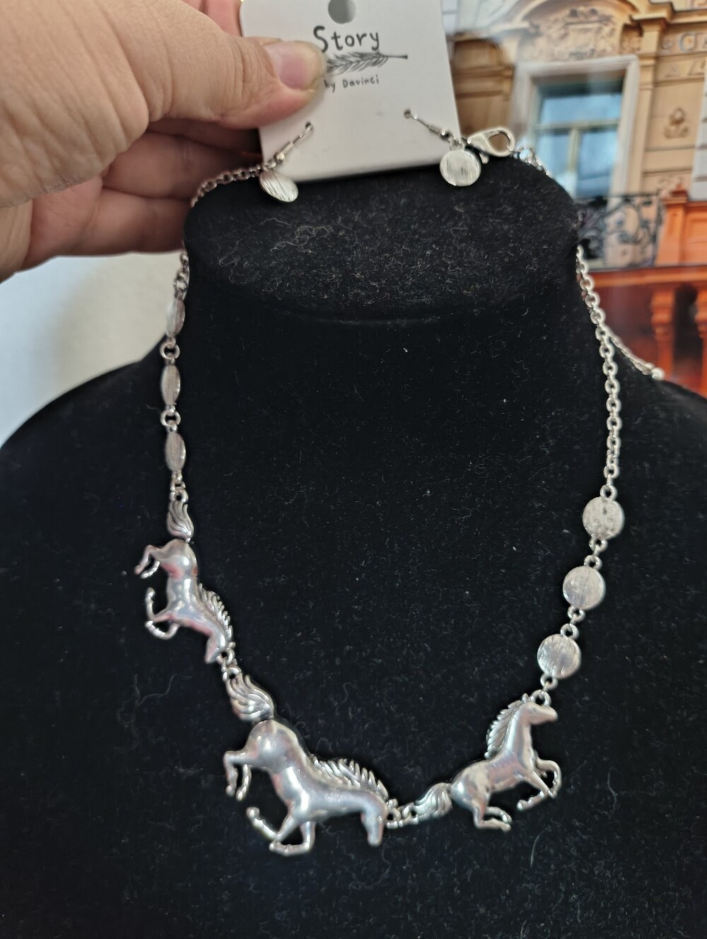 Big Horses Allover Necklace+Earrings